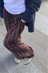 High Waist Retro Plaid Wide Leg Pants
