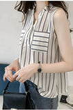Casual Striped Sleeveless Style Blouse Shirt