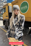 Long Sleeve Retro Plaid Pattern Woolen Blazers Jacket