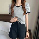 Short Sleeve O-Neck Cute Colors Shirts