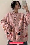 Long Sleeve Loves Art Pattern Printed O-Neck Sweater