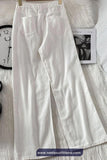 High Waist Basic Long White Jeans Pants