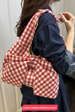 Cute Retro 3D Bow Plaid Pattern Shoulder Bag