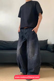 High Waist Washed Black Men Jeans Pants