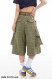 High Waist Vintage Plaid Pattern Knee Length Pants