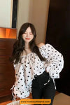 Loose Off Shoulder Polka Dot Pattern Blouse Shirt