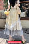 High Waist Lace Drawstring Retro Long Skirts