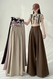 High Waist Wide Leg Lace Tie Elegant Loose Pants