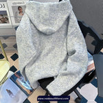 Ocean Theme Button Hooded Cardigan Sweater