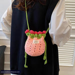 Cute Retro Flower Bouquet Crochet Sling Bag