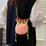 Cute Retro Flower Bouquet Crochet Sling Bag