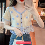 Short Sleeve Elegant Colors Crochet Summer Shirt