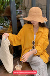 Long Sleeve Solid Colors Summer Sheer Blouse Shirts