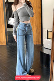 High Waist Casual Slightly Flared Jeans Pants