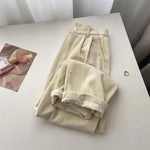 High Waist Retro Corduroy Long Pants