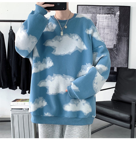 Loose Clouds Pattern O-Neck Men Sweater – Nada Outfit Land