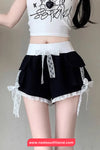 Cute Lace Bow Cargo Pockets Cute Shorts