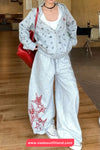 Loose Wide Leg Stars Pattern Home Wear Sweatpants
