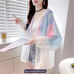 Long Sleeve Gradient Colors Hooded Thin Jacket