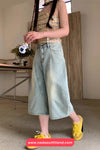 Loose Knee Length Casual Denim Shorts