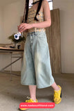 Loose Knee Length Casual Denim Shorts