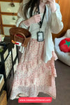 High Waist Cute Bow Pattern Pink Summer Maxi Skirts