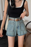 High Waist Front Double Pocket Denim Shorts Jeans