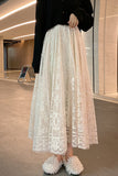 High Waist Lace Elegant Pattern Long Skirts