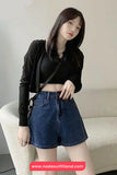 Retro Dark Blue Casual Denim Shorts