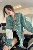 Vintage Green Paneled Denim Jacket