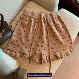 Elastic Waist Polka Dots Pattern Drawstring Home Wear Shorts