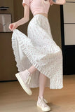 High Waist Floral Ruffles Sweet Long Skirts