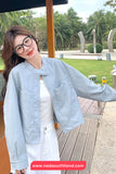 Long Sleeve O-Neck Double Big Pockets Jacket