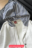 Long Sleeve Hooded Striped Casual Sweater