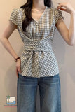 Cute V-Neck Back Bandage Style Slim Shirts