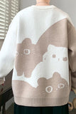 Upgrade your Grandpa Core Aesthetic with this Loose Cat Pattern O-Neck Sweater. The ultimate essential for Harajuku style outfits, whimsical animal printed knitwear trends, and cozy everyday autumn lookbooks. Featuring a flattering oversized fit and a bold retro cat motif, this pullover knit is a must-have for your Aesthetic Sweaters or Cottagecore Clothing collection.