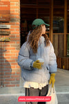 Loose Plaid Colors Hooded Parkas Coat Jacket