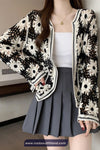 Long Sleeve Daisy Pattern Crochet Cardigan Shirt