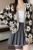 Long Sleeve Daisy Pattern Crochet Cardigan Shirt