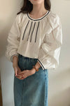 Loose Flare Sleeve Embroidery Chiffon Shirt