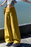High Waist Loose Wide Leg Casual Yellow Jeans Pants