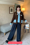Long Sleeve Cute Bow Dots Pattern Pocket Cardigan Sweater