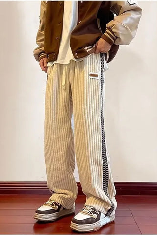 Loose Side Pattern Corduroy Men Pants