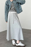 High Waist Elegant Grey Colors A-Line Skirts