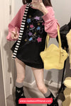 Long Sleeve Two Colors Stars Pattern Sweatshirt