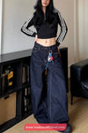 High Waist Loose Wide Leg Retro Blue Jeans Pants
