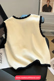3D Floral Pattern Sleeveless Vest Sweater