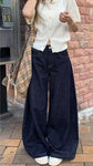 Loose Dark Blue Wide Leg Jeans Pants