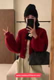 Long Sleeve Knitted Short Cardigan Sweater