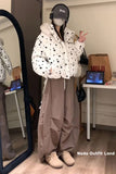 Retro Stars Pattern Cute Rabbit Ears Hooded Parkas Jacket